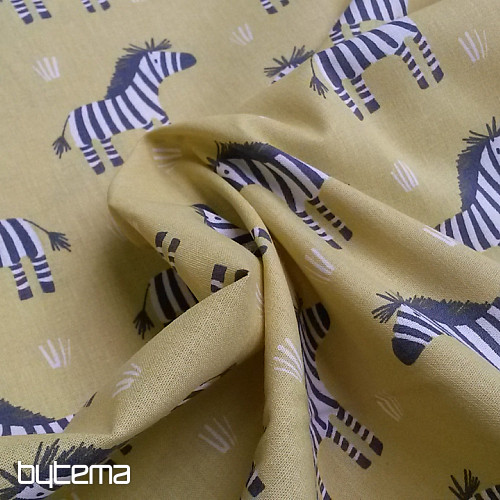 Baumwollstoff ZEBRA gelbgrün
